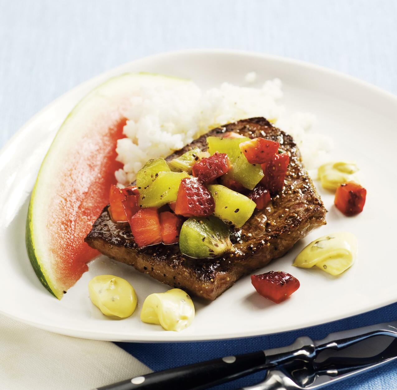 Biff med frukt och bearnaisesås