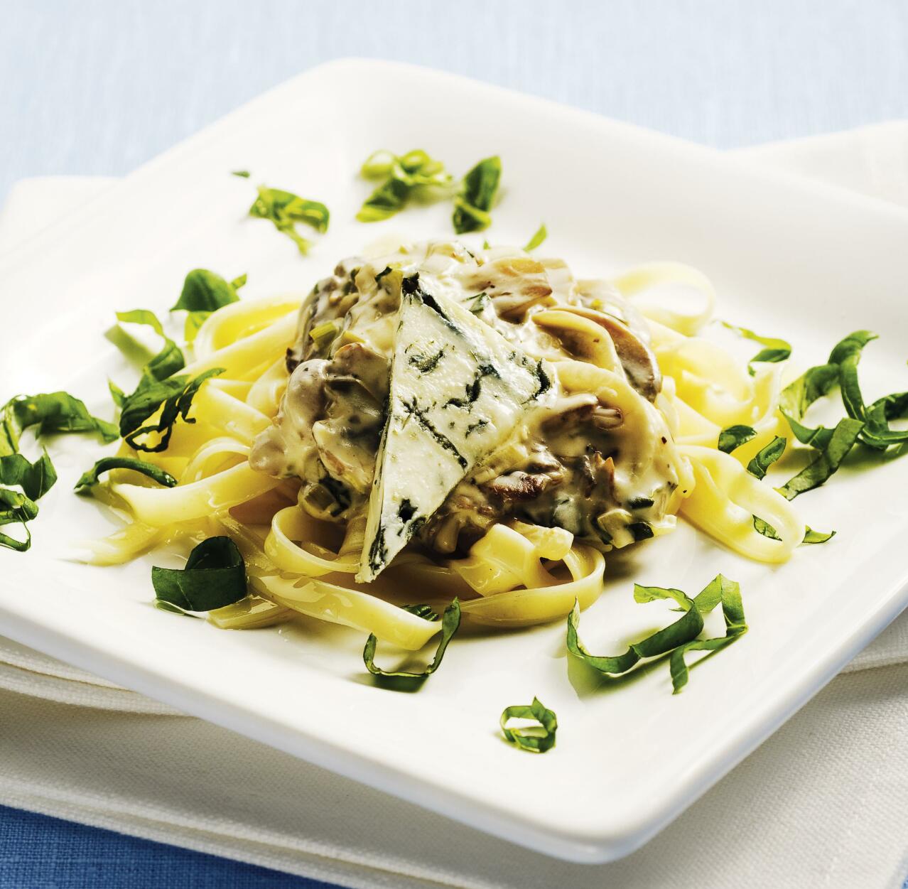 Pasta med gorgonzola och svamp