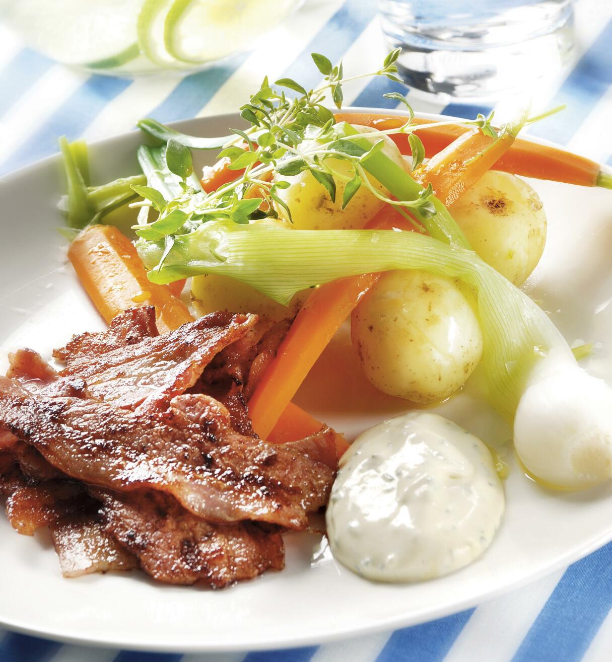 Stekt fläsk med sommargrönt