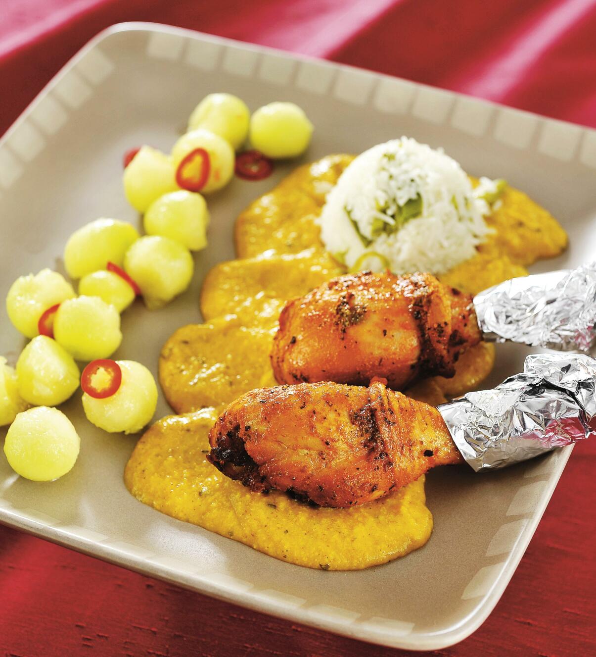 Kycklingkorma med melonsallad