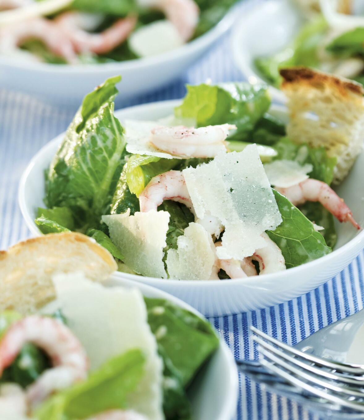 Minicaesarsallad med räkor