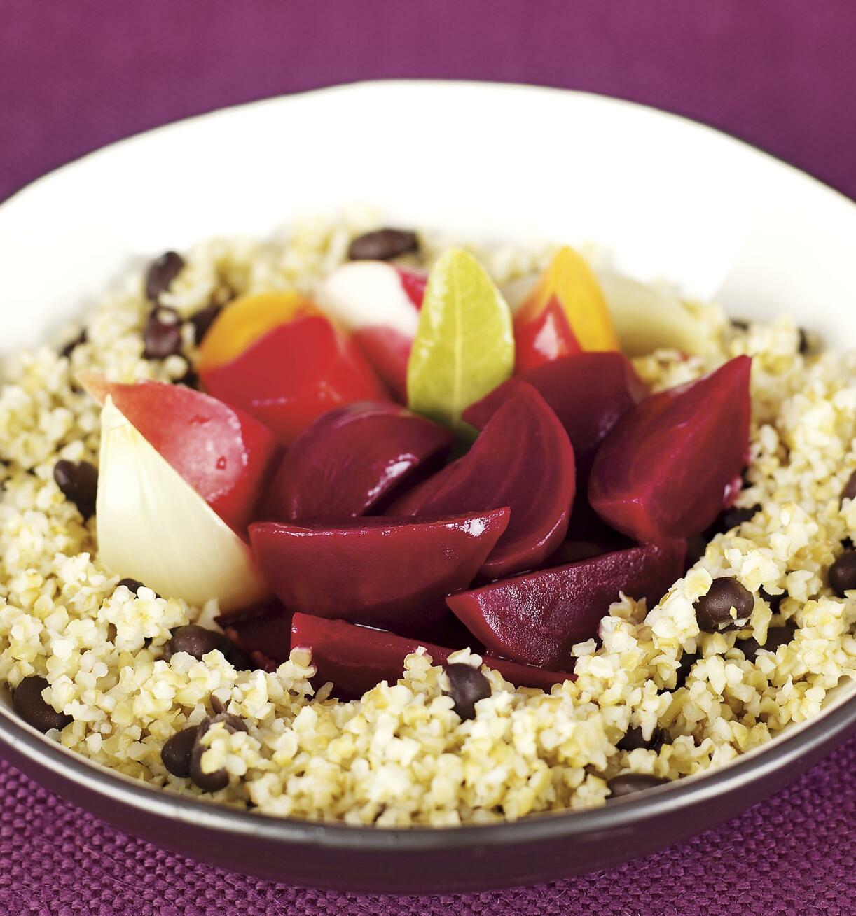 Rödbetskalops med bönbulgur