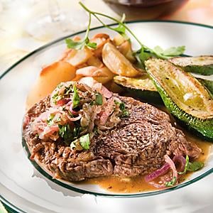 Grillad entrecote med löksky