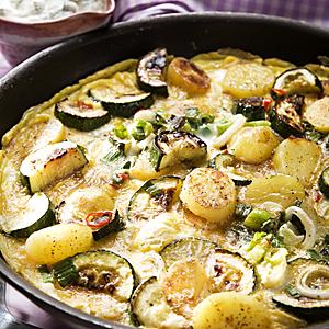 Squashomelett med potatis