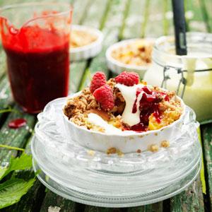 Peach Melbapajer med vaniljsås