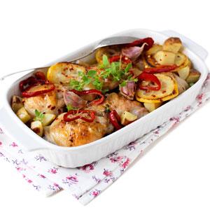 Citronkyckling med potatis och vitlök