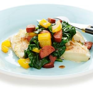 Spansk tortilla med chorizotopping
