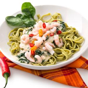 Spenat- och räksås till pasta