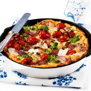 Frittata med bönor och salsiccia