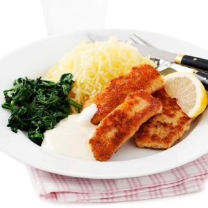Fiskpinnar med citronsås
