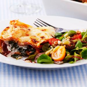 Spenatlasagne med chevre
