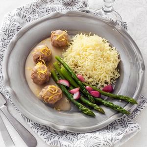 Citronfrikadeller med sparris