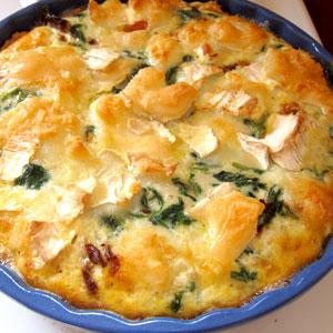 Kirskålspaj med chevre och soltorkade tomater