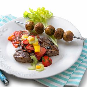 Grillkotlett med jordgubbssalsa