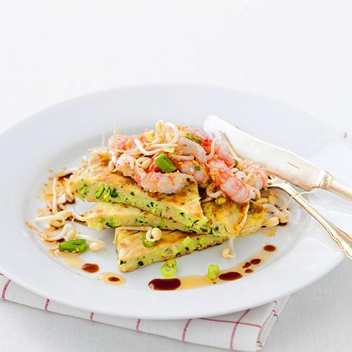 Squashpannkaka med räktopping