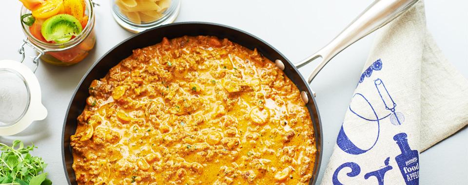Köttfärsås med grädde