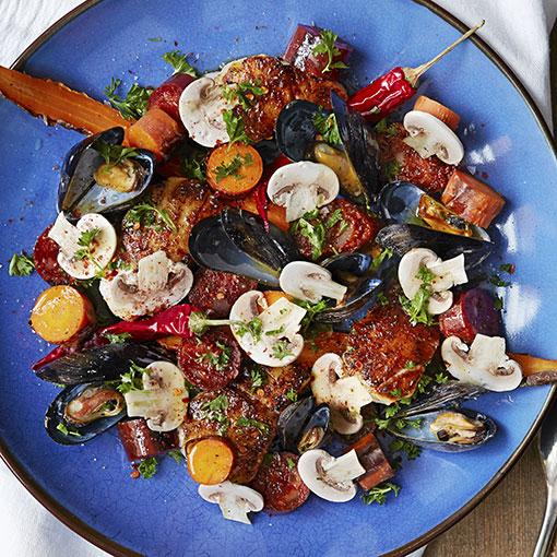 Halstrad sej med chorizo