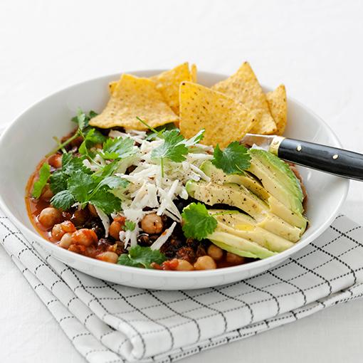 Bönchili med halloumi