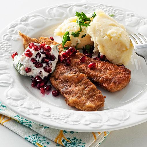 Panerad torskfilé med granattsatsiki