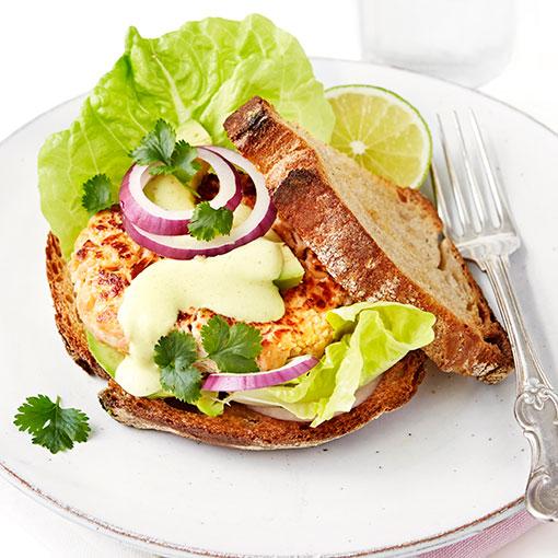 Laxburgare med currydressing