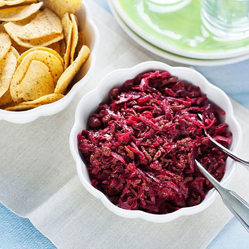 Köttfärsröra med rödbetor