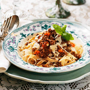 Quornfärsragu med tagliatelle