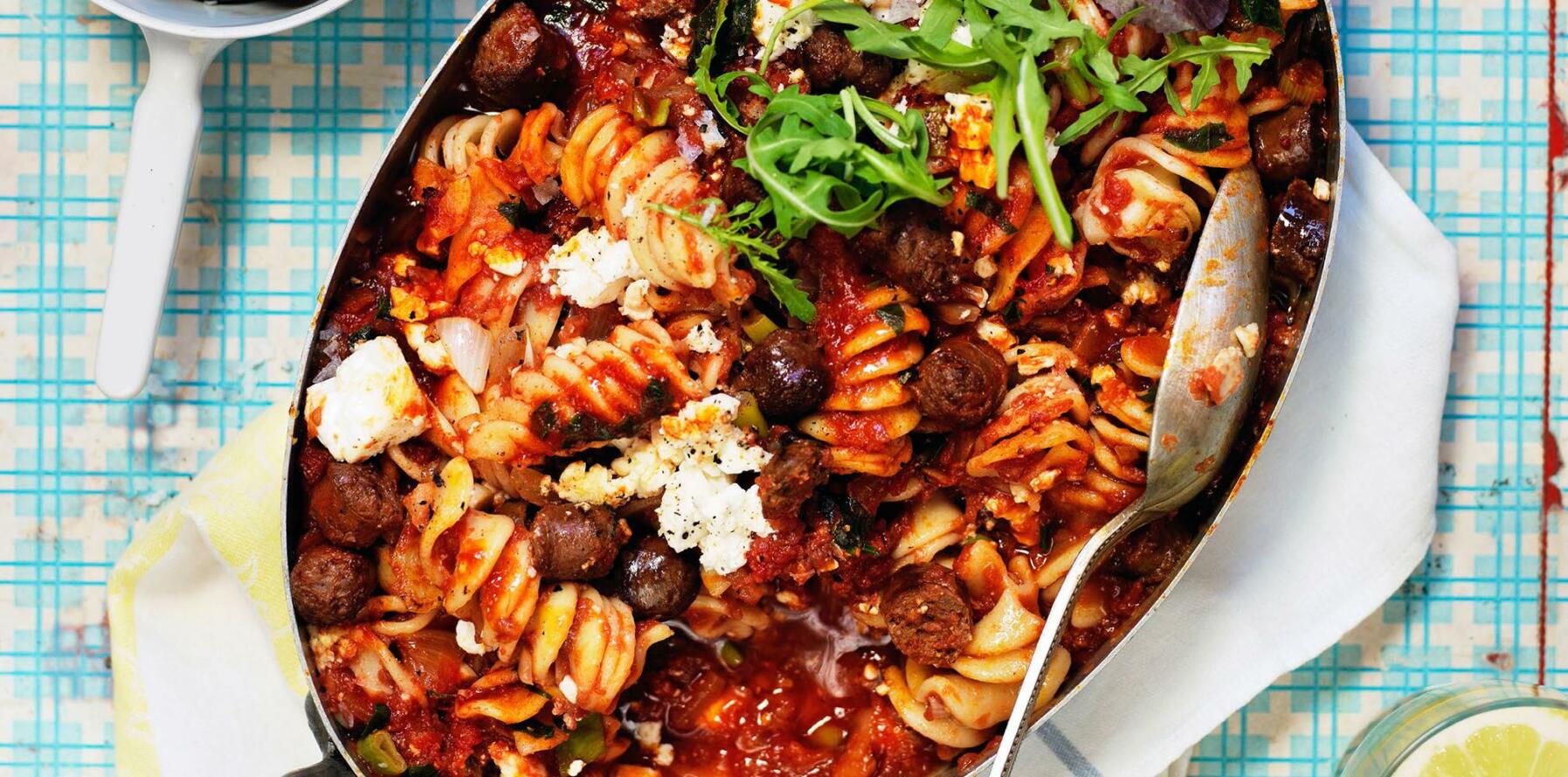 Pastagratäng med merguez