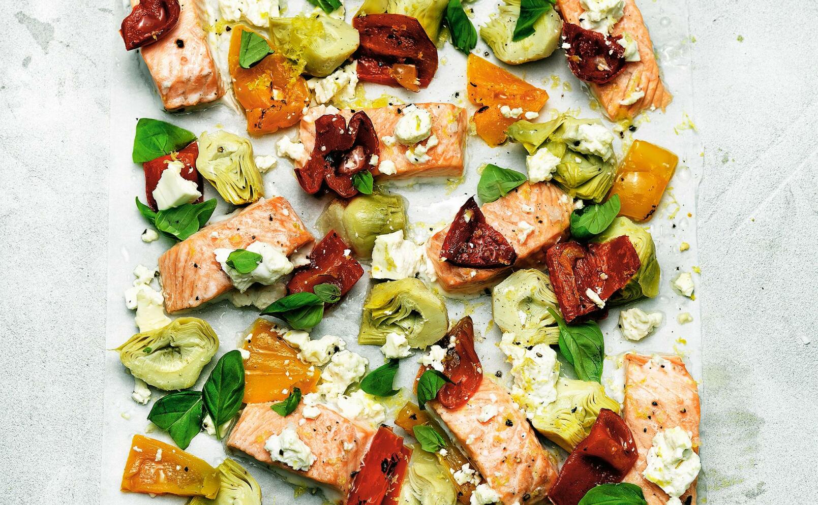 Bakad lax med paprika & feta