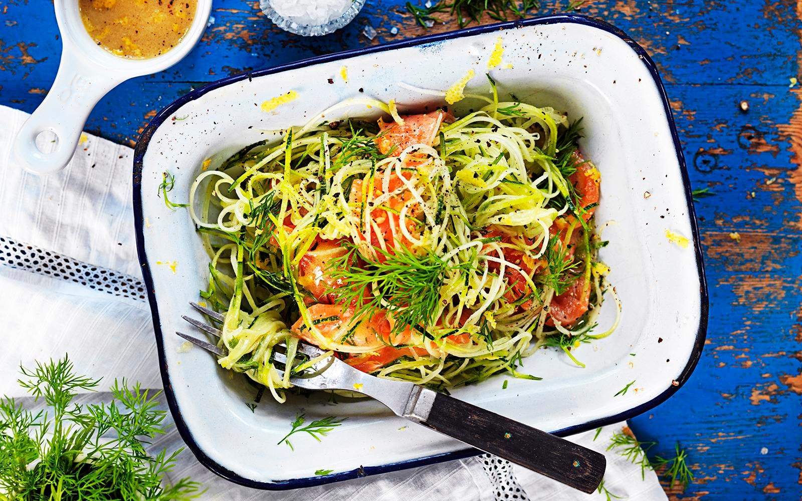 Squashpasta med gravlax