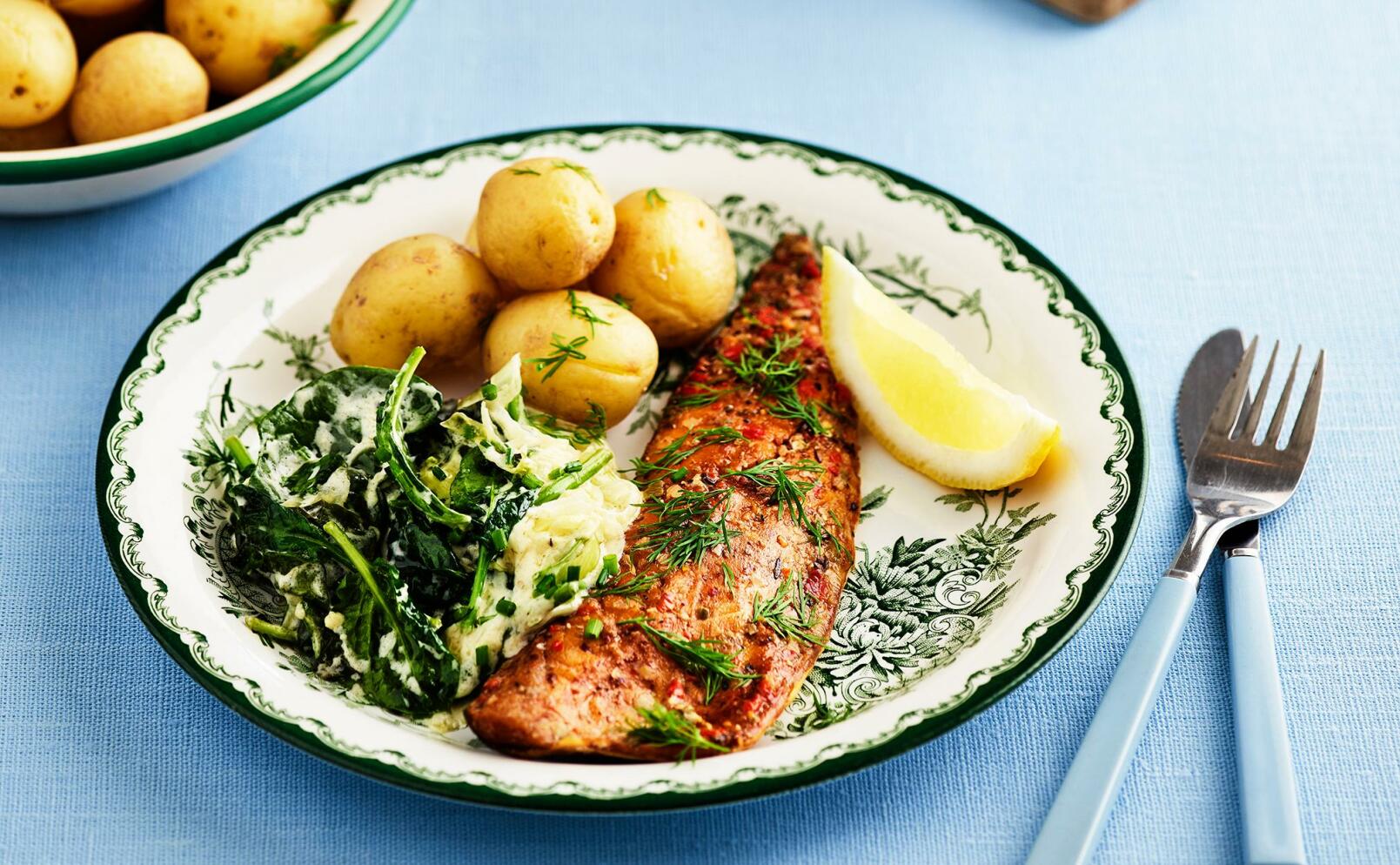 Krämig spenat med makrill