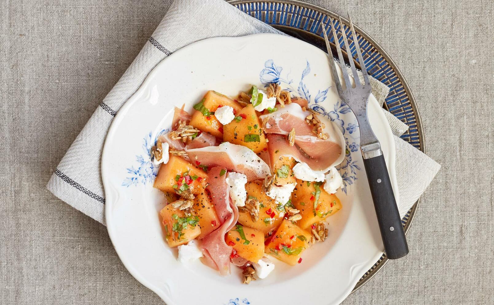 Marinerad melon med parmaskinka
