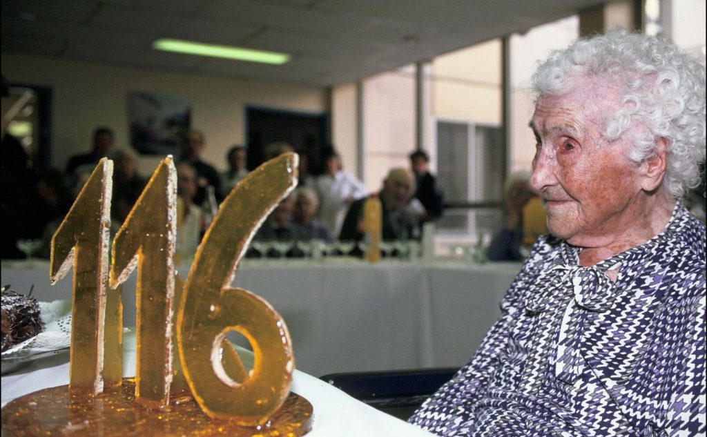 Jeanne Calment firar sin 116-årsdag Foto: Getty