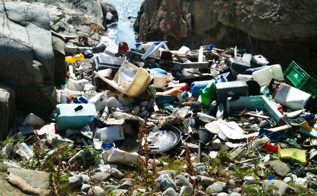 Plastkusten. Varje år spolas sammanlagt 8 000 kubikmeter skräp upp från havet längs norra Bohuskusten. Foto: Anna Blomdahl