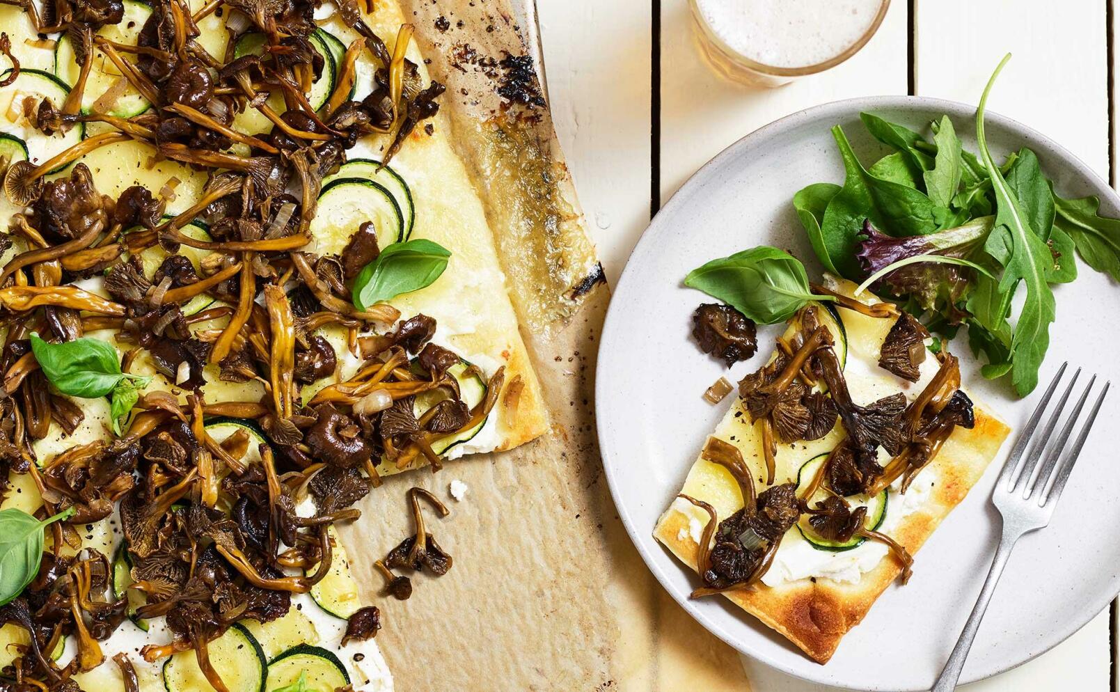 Kantarellpizza med ricotta