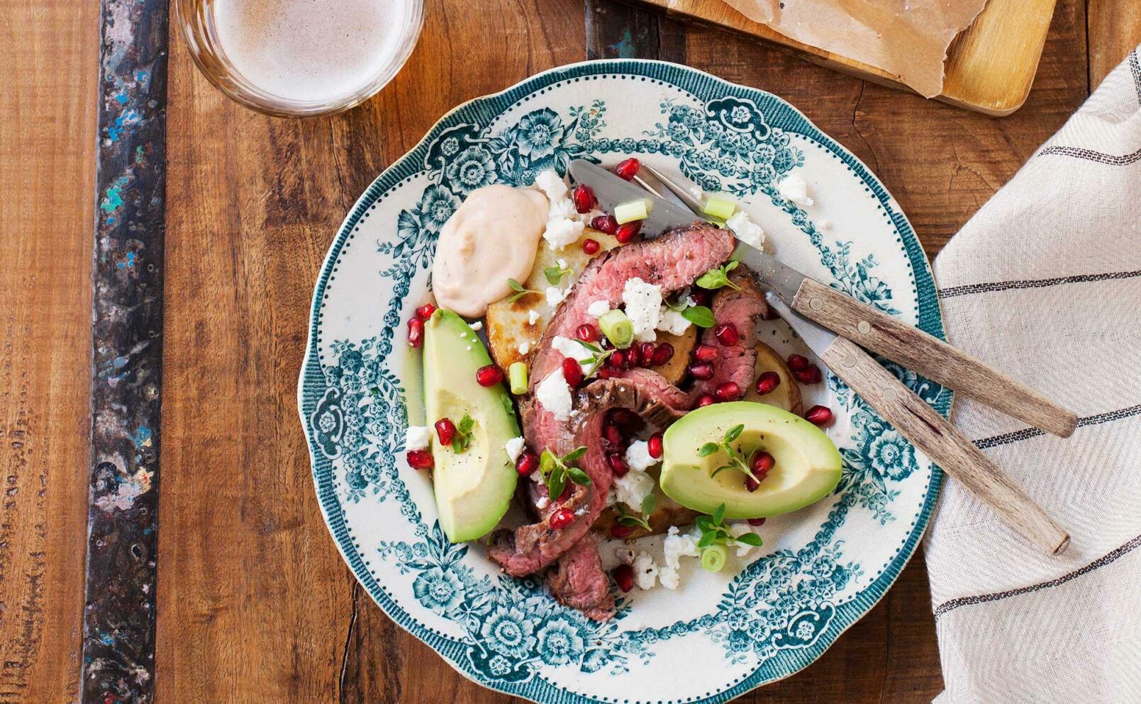 Flankstek med avokado