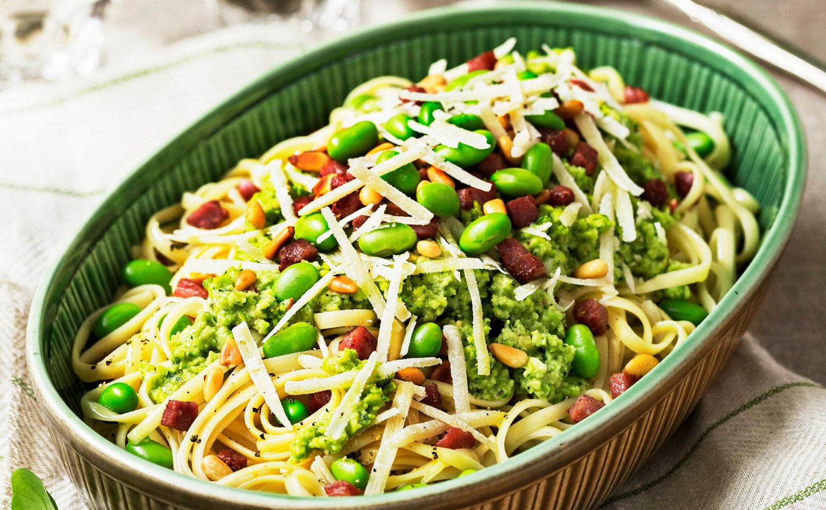 Pasta med sojabönspesto