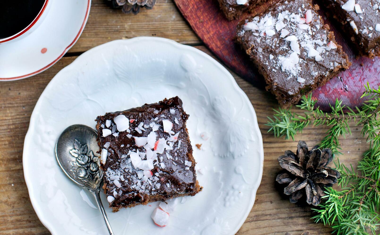 Chokladbrownie med polkagris