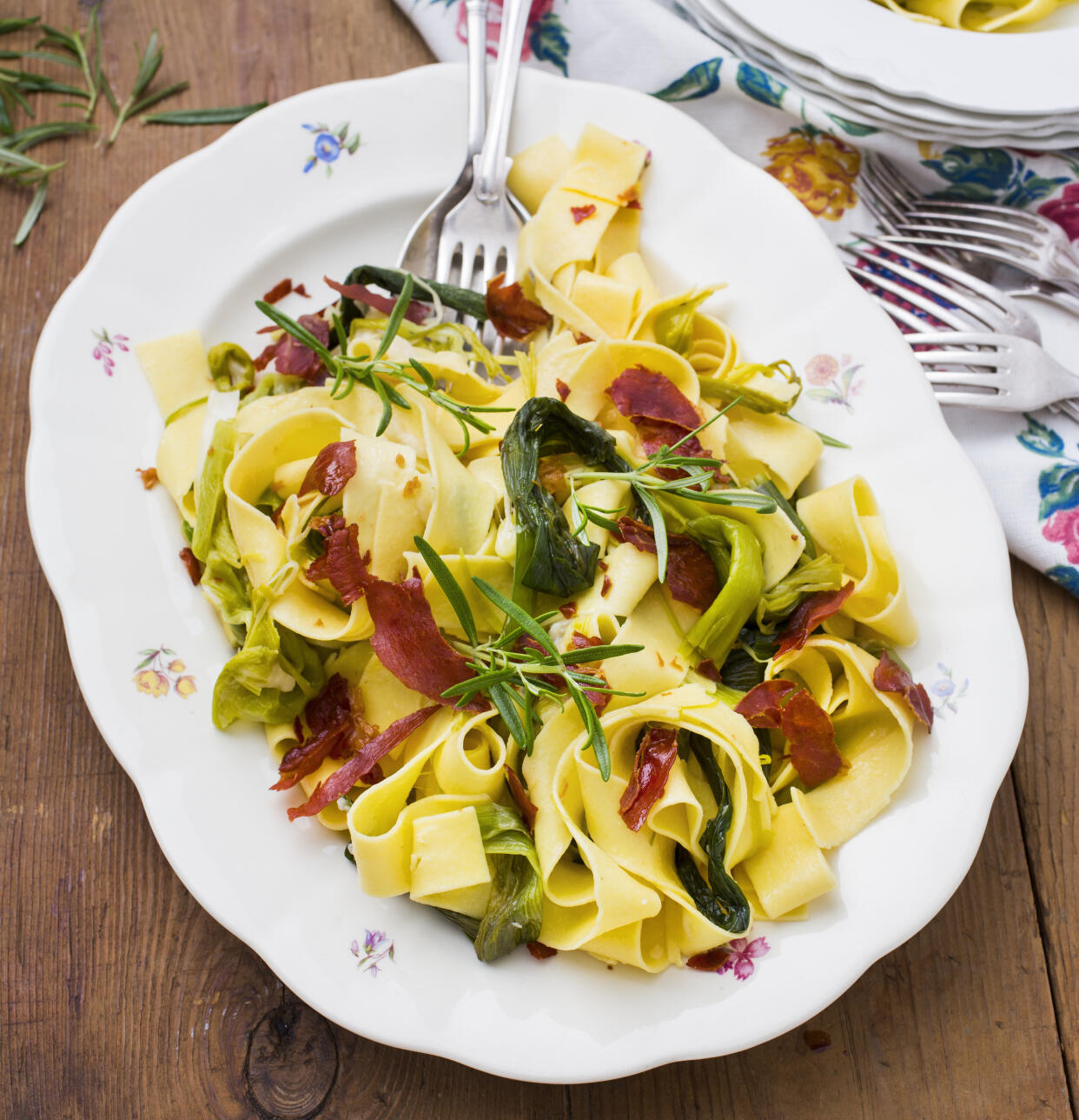 Pappardelle med bräserad purjo