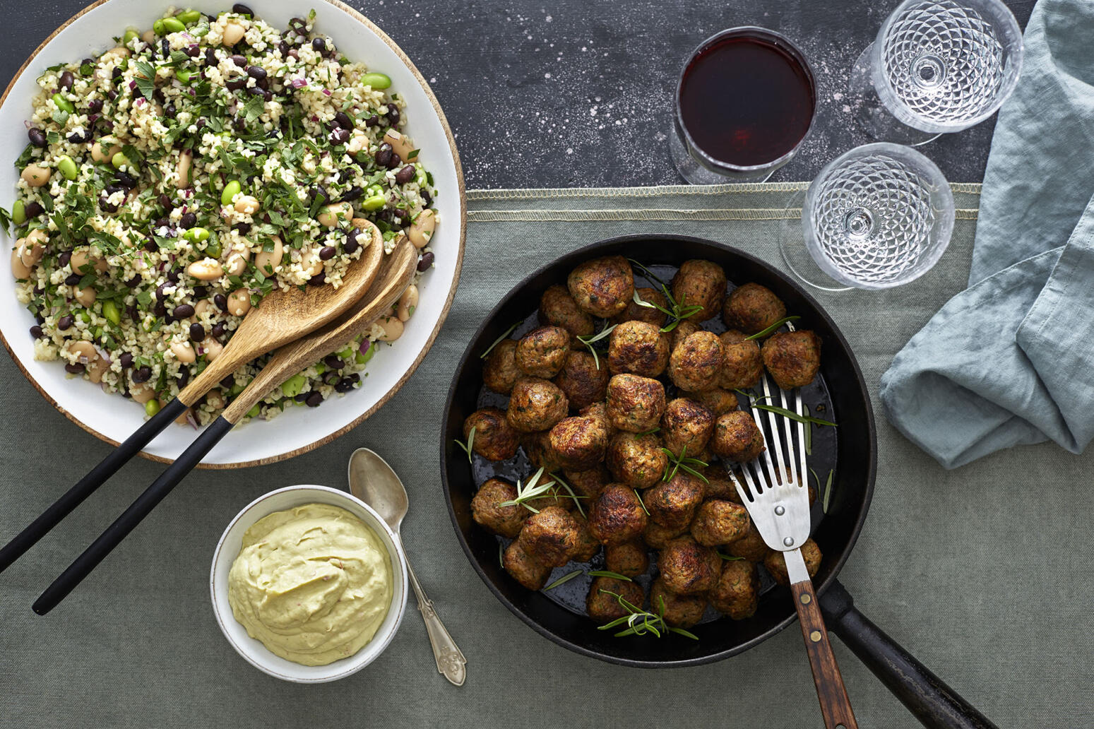 Lammfärsbullar med bulgursallad