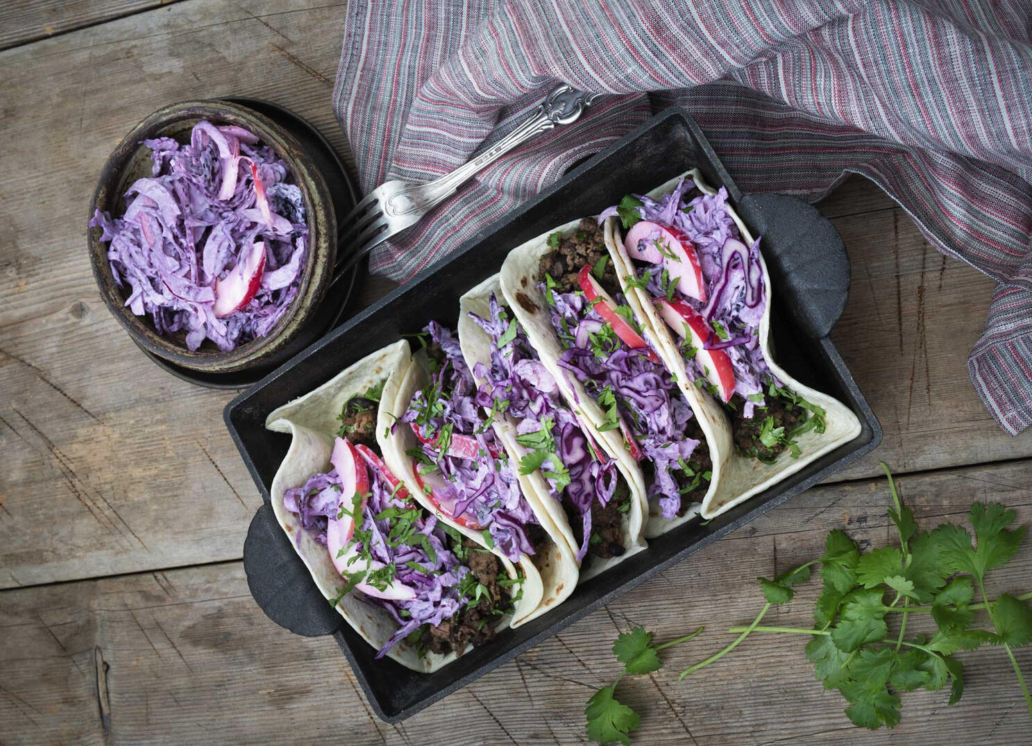 Vilda tacos med coleslaw