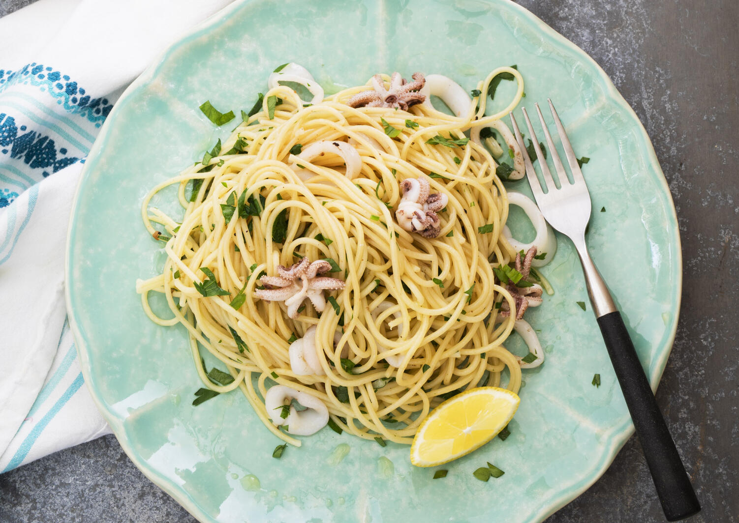 Spagetti med bläckfisk