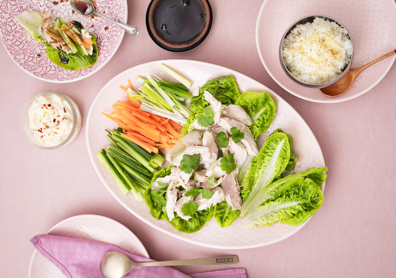 Koreansk ssam med kyckling