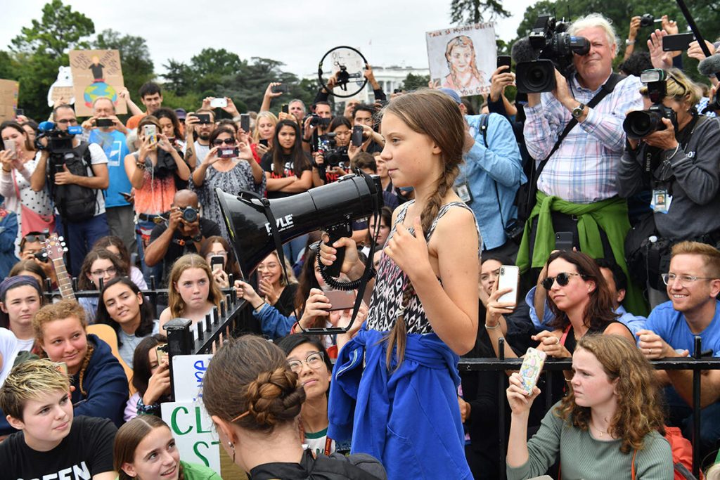 I september deltog Greta i klimatdemonstrationer utanför Vita huset. Foto: Getty images