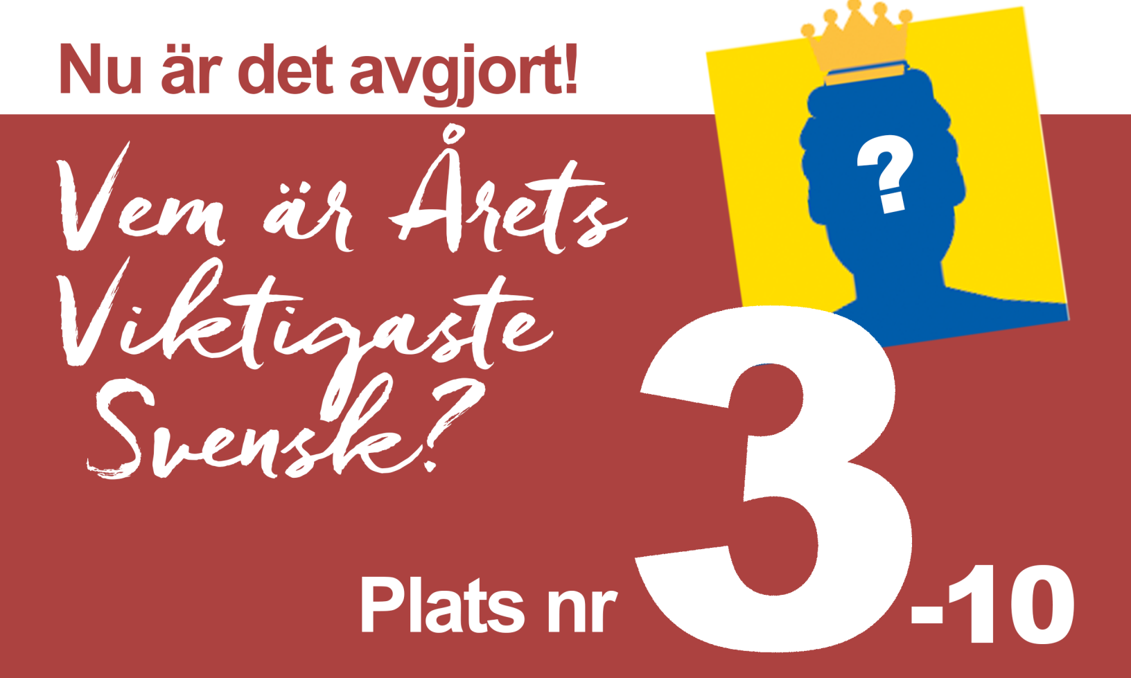 Årets Viktigaste Svensk – de delar 3:e platsen!