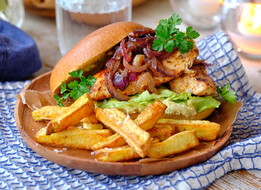 Kycklingburgare med hummus