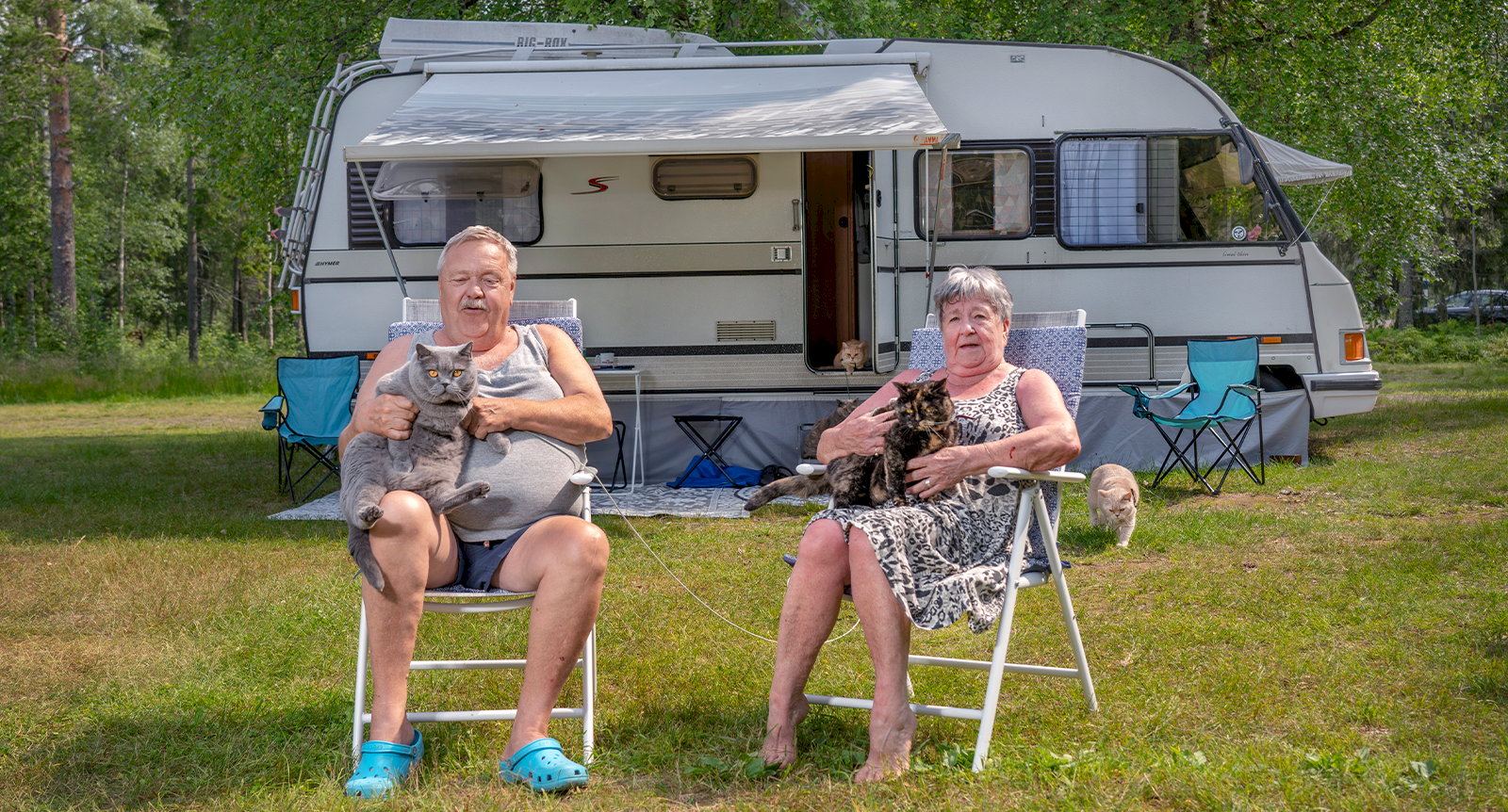 Anders och Sara campar med sina sex katter: ”Självklart att de ska få följa med”