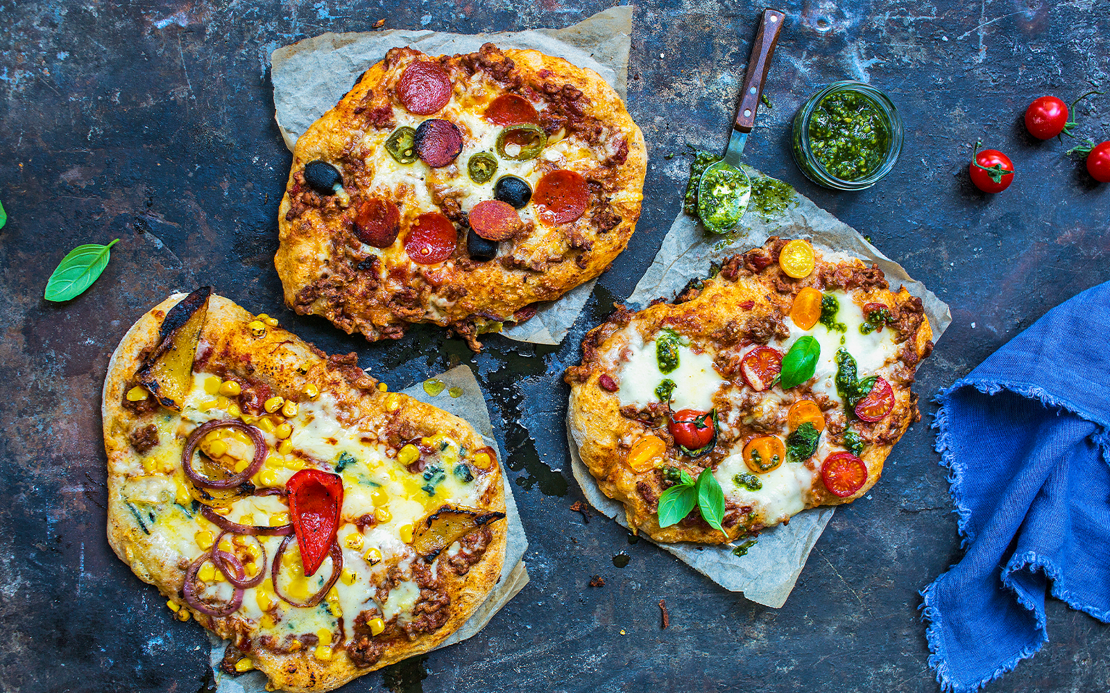 Minipizzor med fullkornsbotten