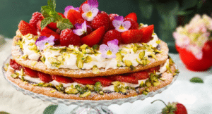 Glutenfri sommartårta med jordgubbar