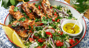 Grillspett med örtig tabbouleh