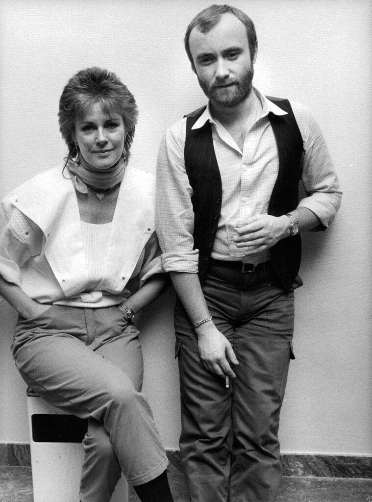 Anni-Frid Lyngstad och Phil Collins, Polars studio år 1982.